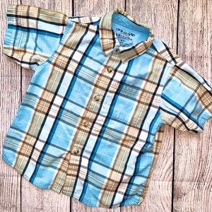 Boys Arizona Jean Co. Button Down Blue/Tan Plaid